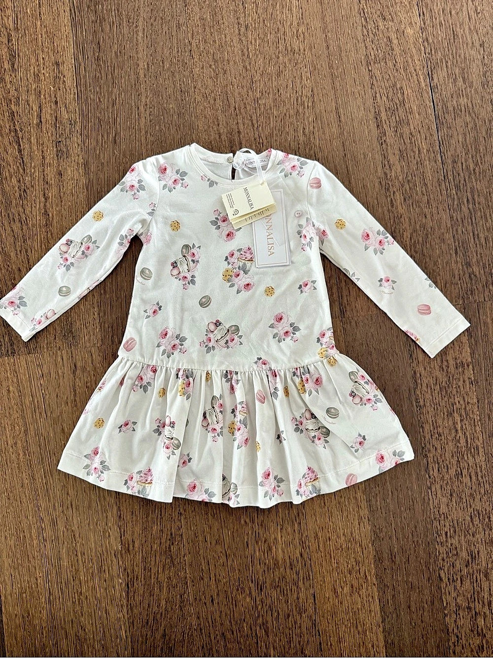 Monnalisa Jersey Sweet Winter Bouquet Pan Floral Dress Size 36M